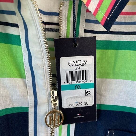 NWT Tommy Hilfiger Half Zip Down Striped Top Size 0X - Picture 8 of 9